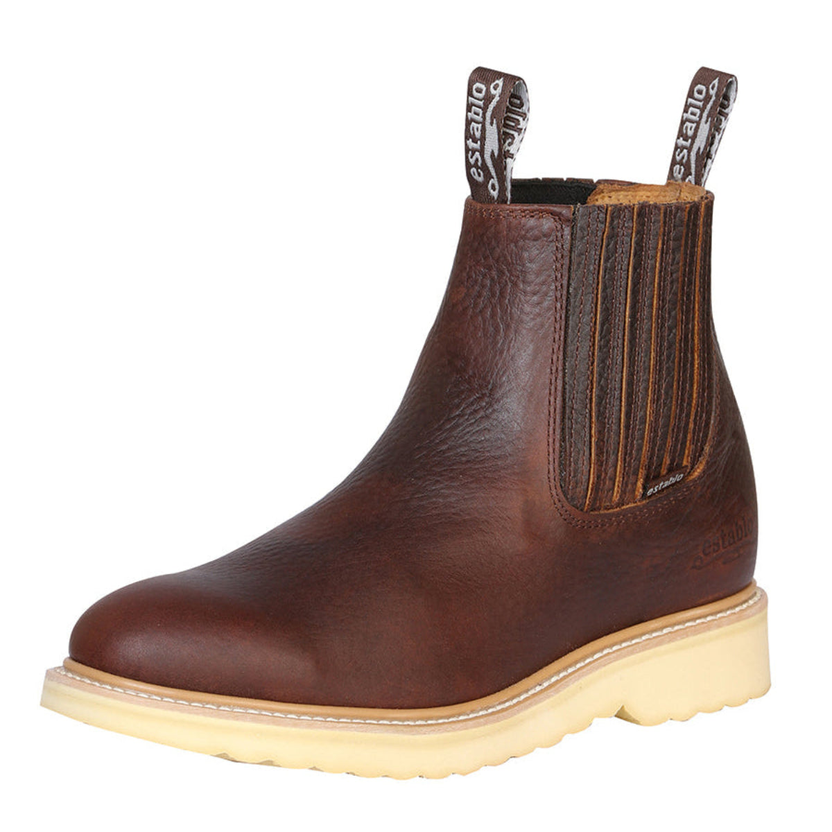 Botines de trabajo Establo de piel auténtica - Punta blanda (miel)