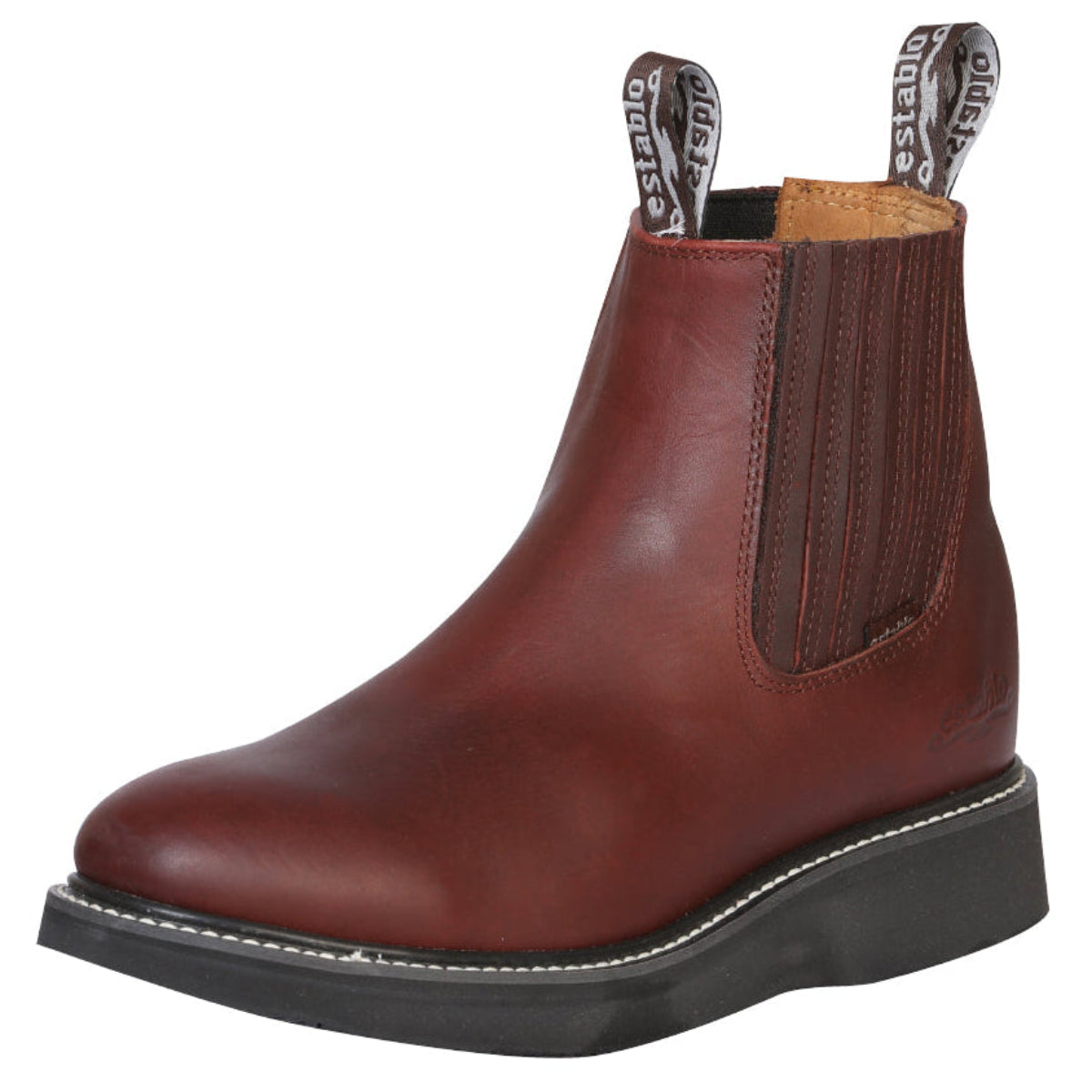 Botas de trabajo Establo Mil Rayas de piel auténtica - Punta blanda (Borgoña)