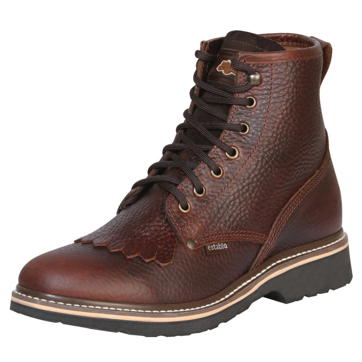 Zapatos de trabajo Establo de cuero genuino con puntera de mocasín y cordones - Punta suave