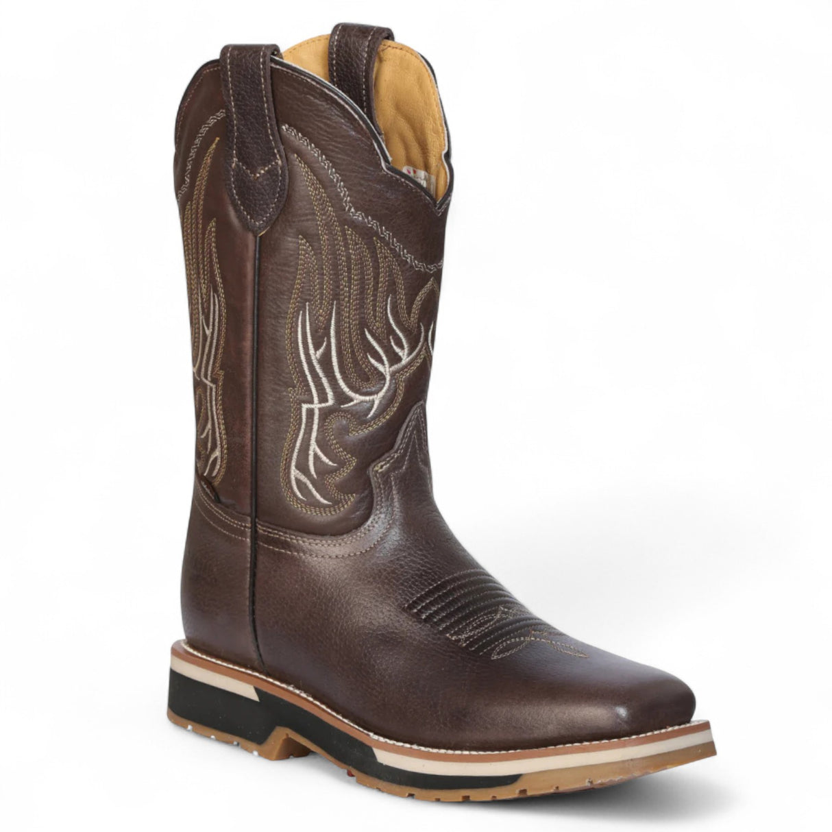 Botas de trabajo Establo de cuero genuino con puntera cuadrada y suela de doble densidad