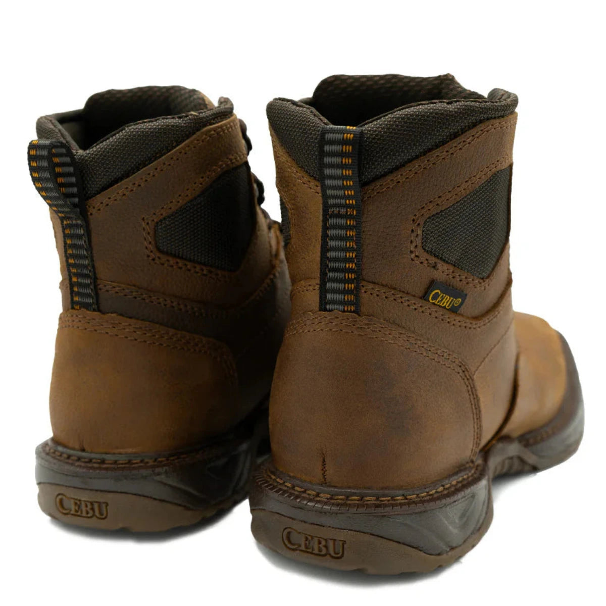 Cebu Hawk Lace-Up Square Toe Ankle Work Boots - Steel Toe (Tan)