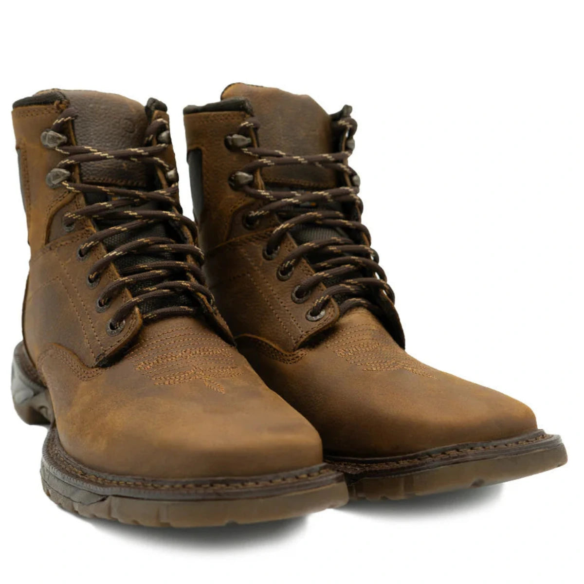 Cebu Hawk Lace-Up Square Toe Ankle Work Boots - Steel Toe (Tan)