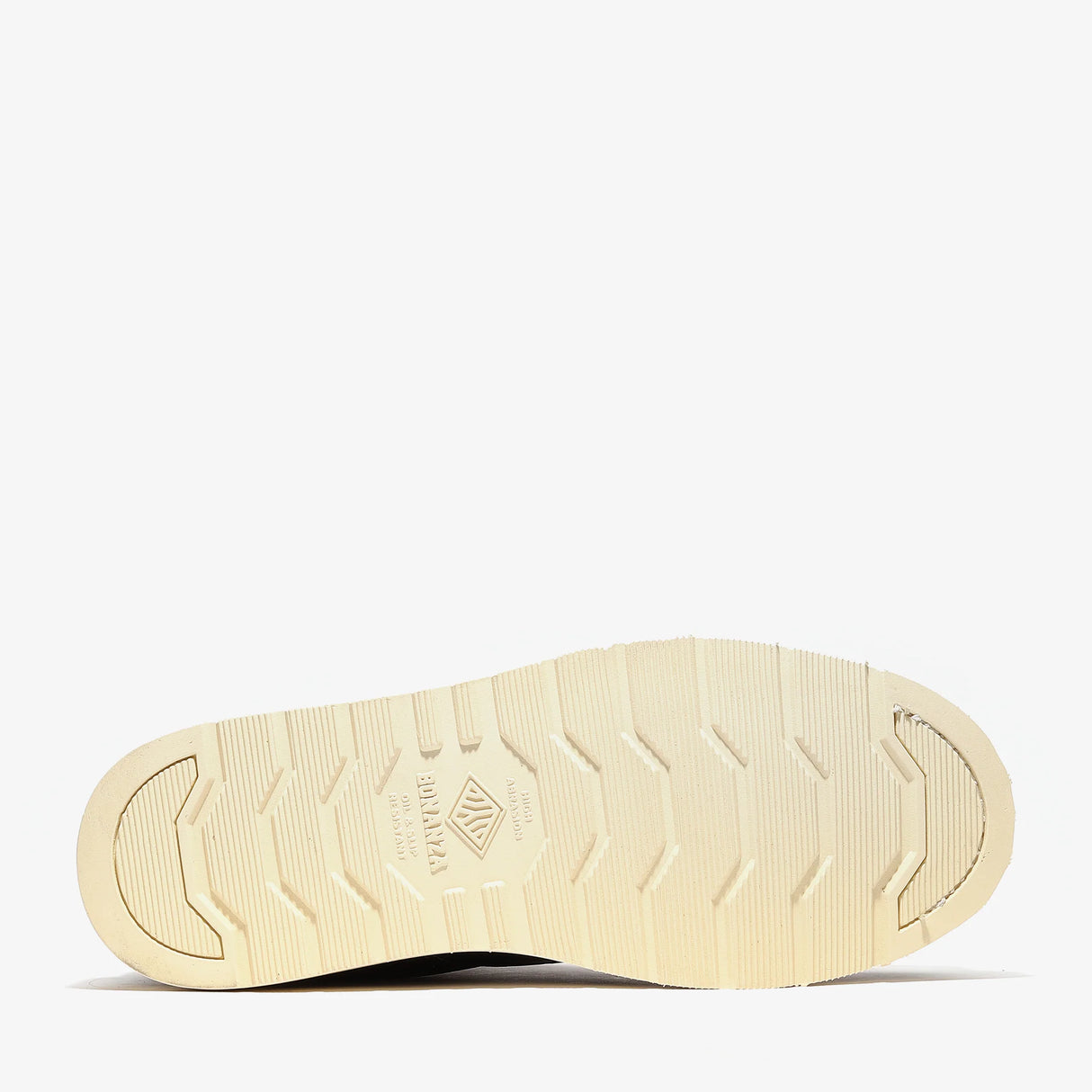 Bonanza Frontier Classic 6" burgundy work boots. Plain toe design, rugged leather, and lasting comfort for hard-working feet. Sole view