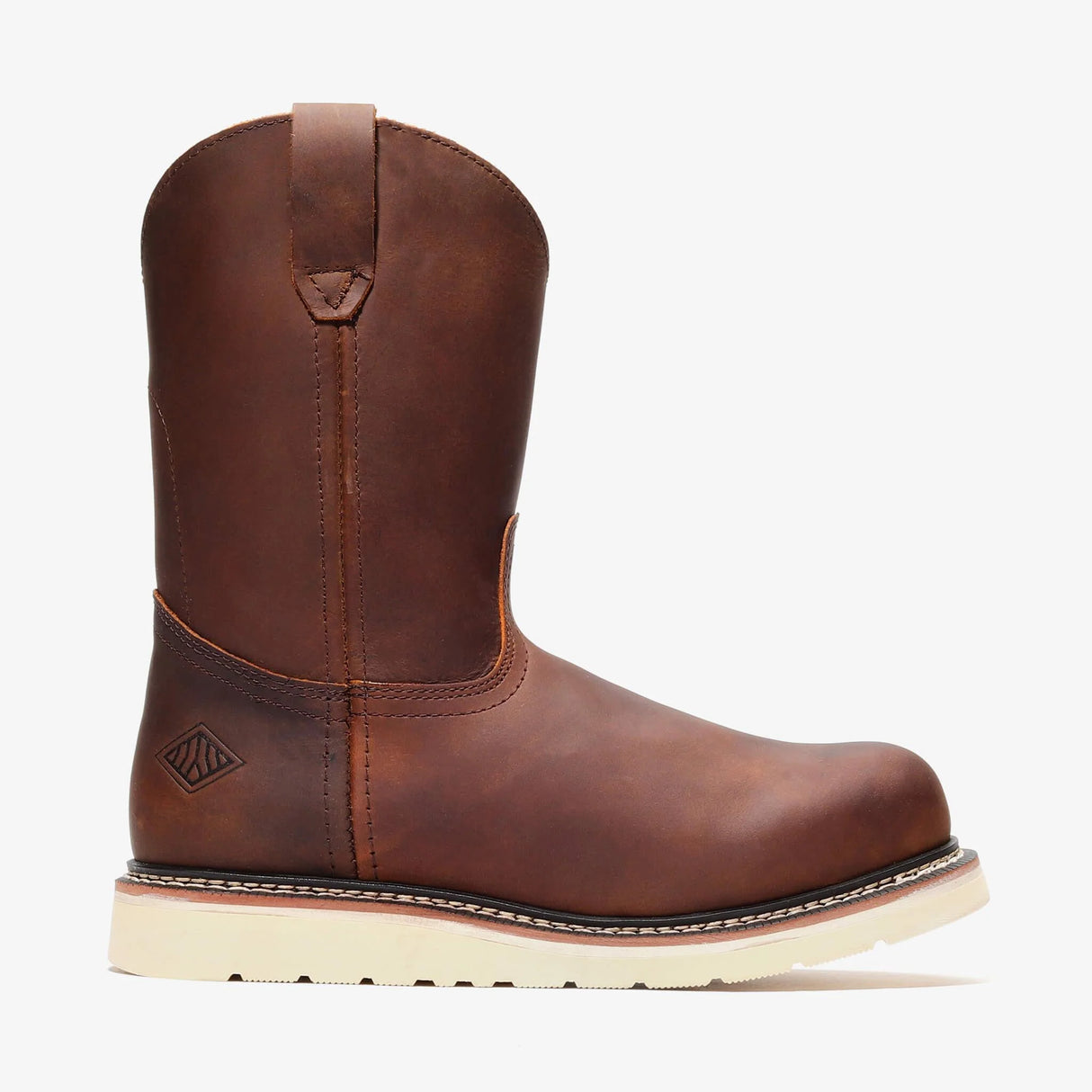 Bonanza Frontier 10-inch crazy brown Wellington work boots – durable leather, slip-on design lateral