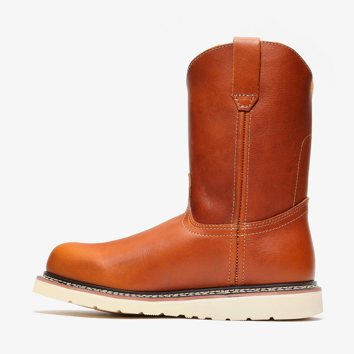 Bonanza Frontier 10-inch Golden Tan Wellington work boots – durable leather, slip-on design, and comfort that lasts all day. side