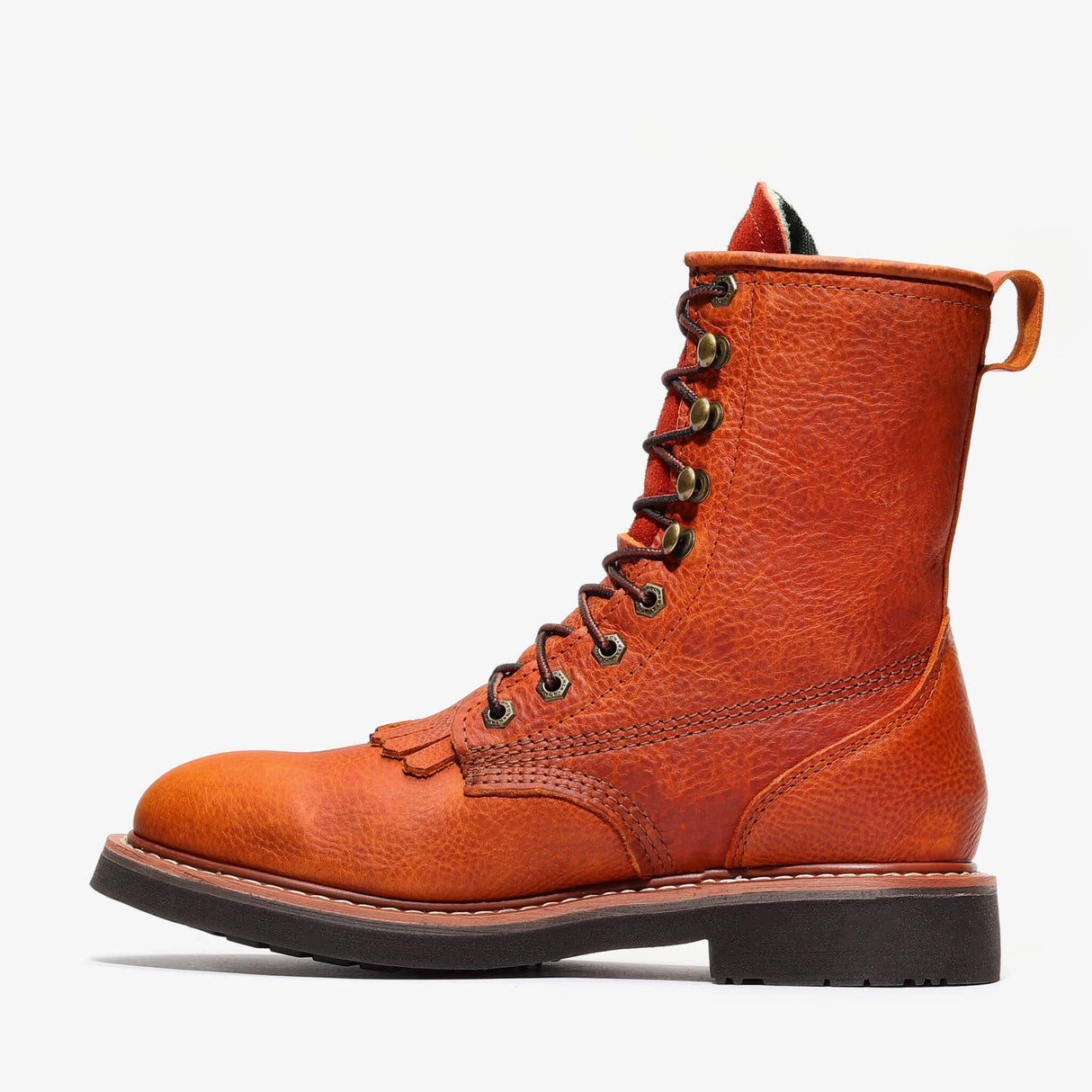 light brown Bonanza 8-inch lace-up leather work boots with classic rancher design