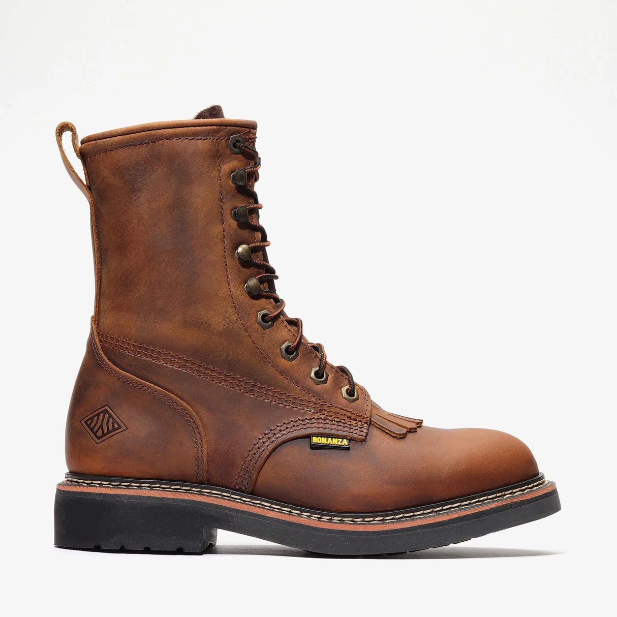 Crazy Brown Bonanza 8-inch lace-up leather work boots with classic rancher design