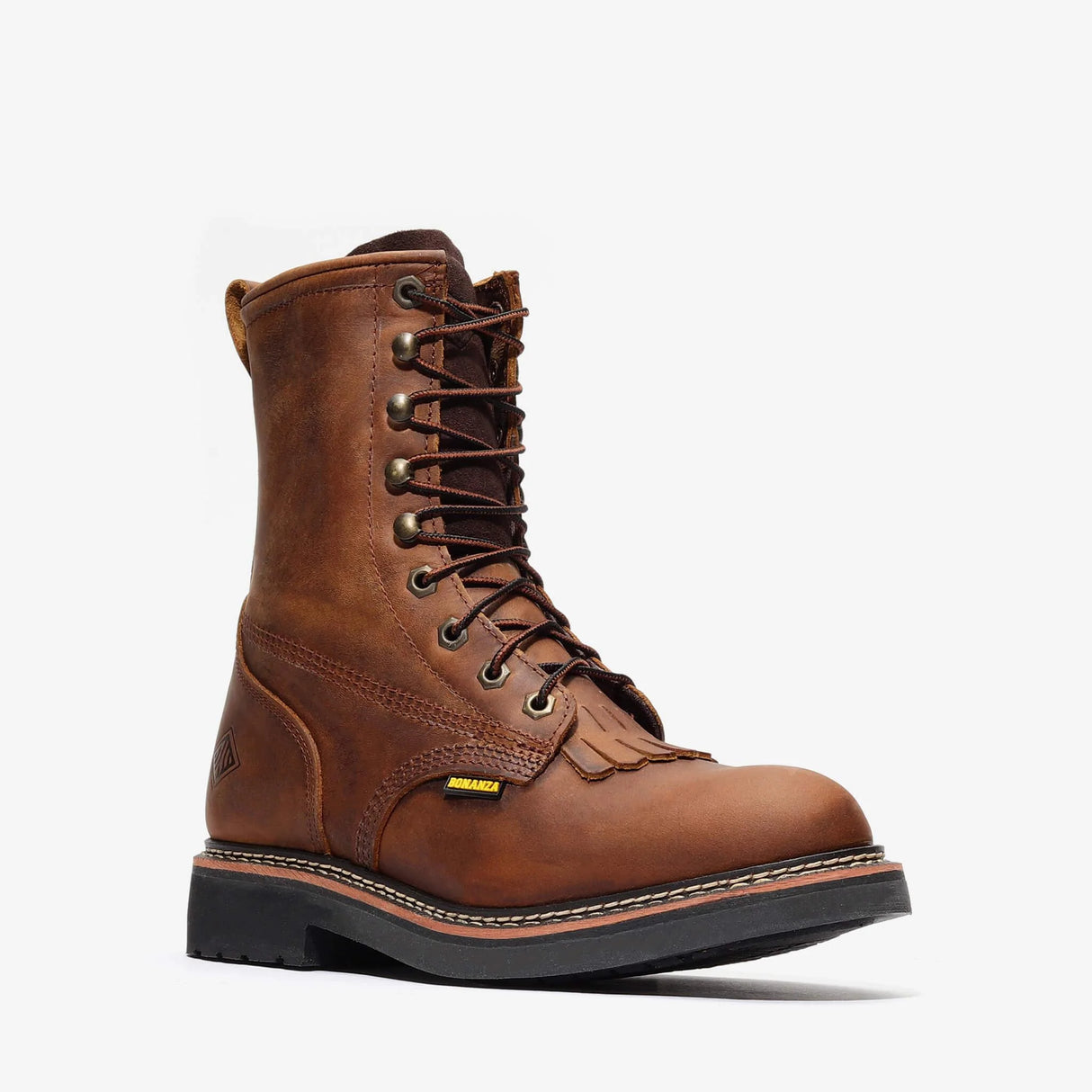 Crazy Brown Bonanza 8-inch lace-up leather work boots with classic rancher design