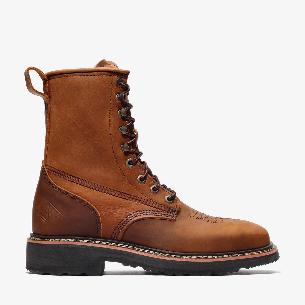 Zapato Bonanza Rancher Grit de 8" con punta cuadrada - Marrón intenso