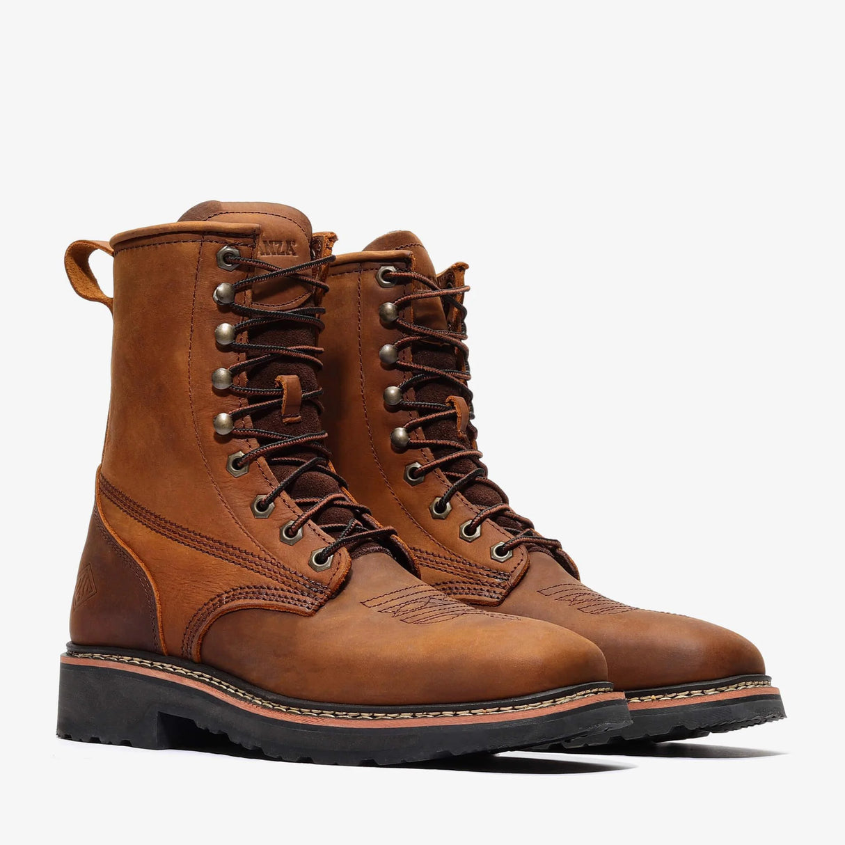 Zapato Bonanza Rancher Grit de 8" con punta cuadrada - Marrón intenso