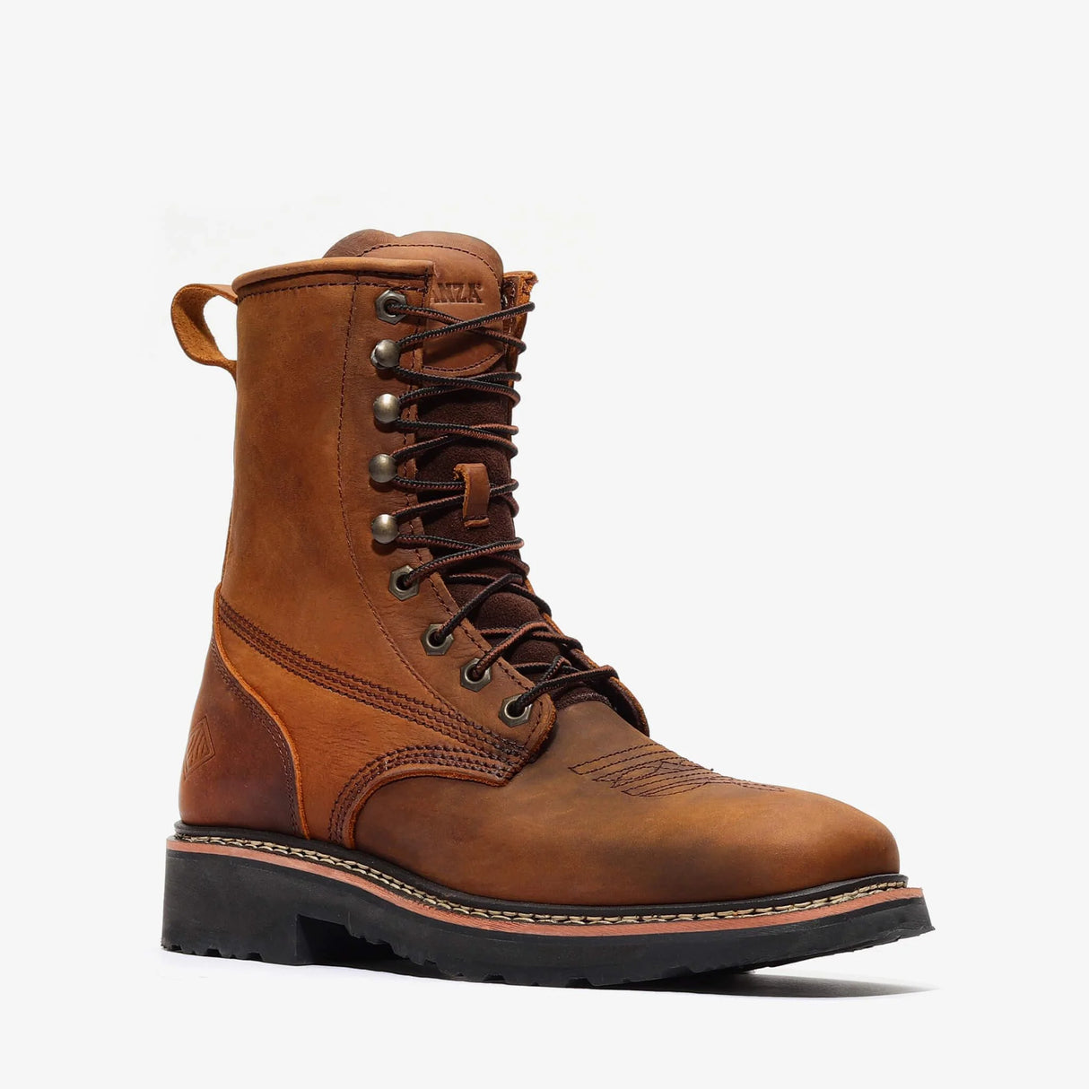 Zapato Bonanza Rancher Grit de 8" con punta cuadrada - Marrón intenso