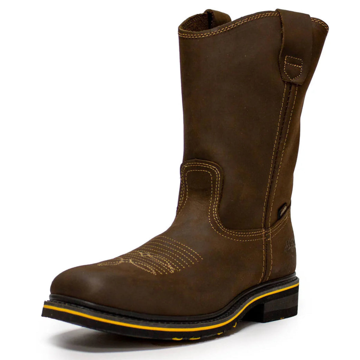 Botas de trabajo Establo de cuero genuino con puntera cuadrada y sin cordones - Punta de acero (bronceado)