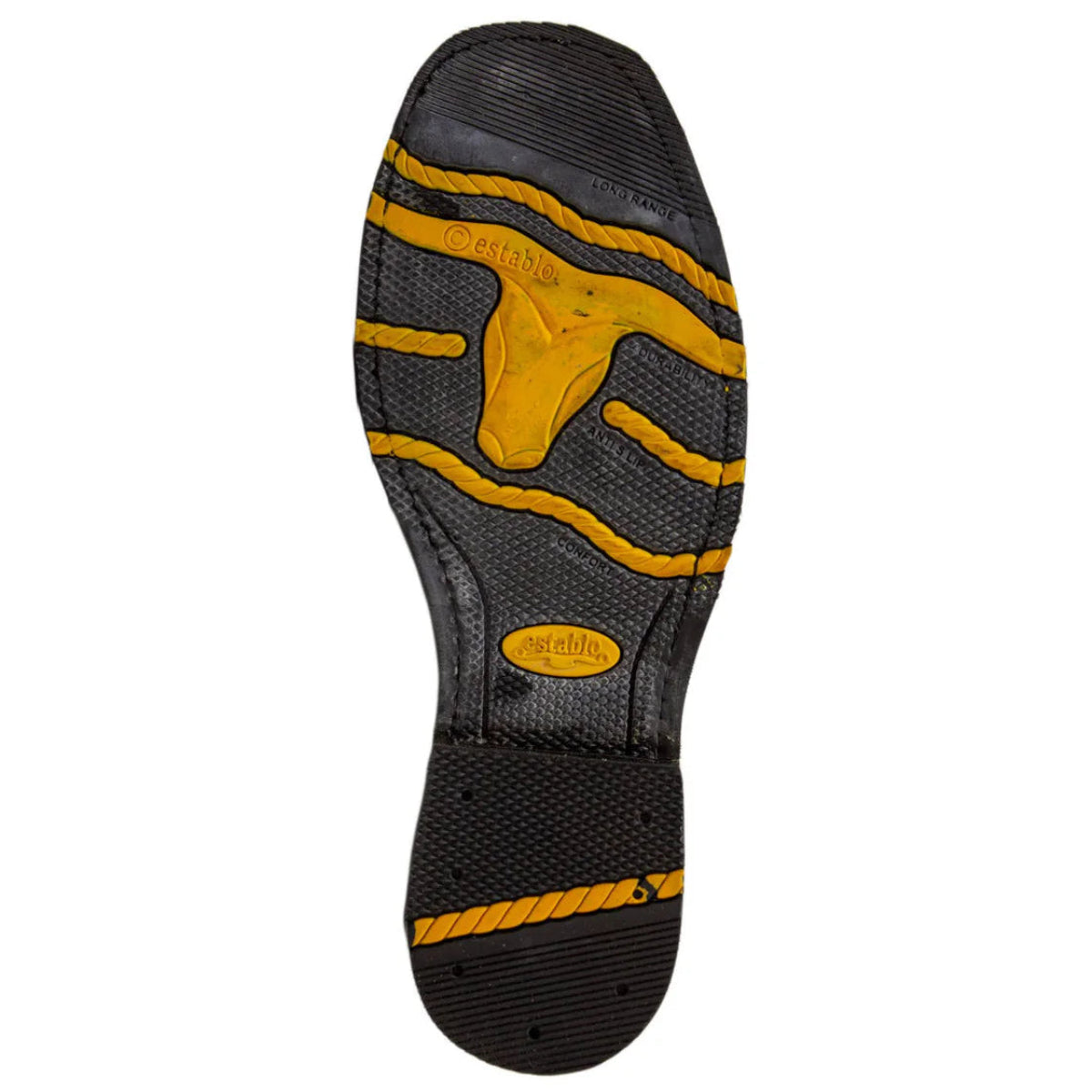 Botas de trabajo Establo de cuero genuino con puntera cuadrada y sin cordones - Punta de acero (chocolate)