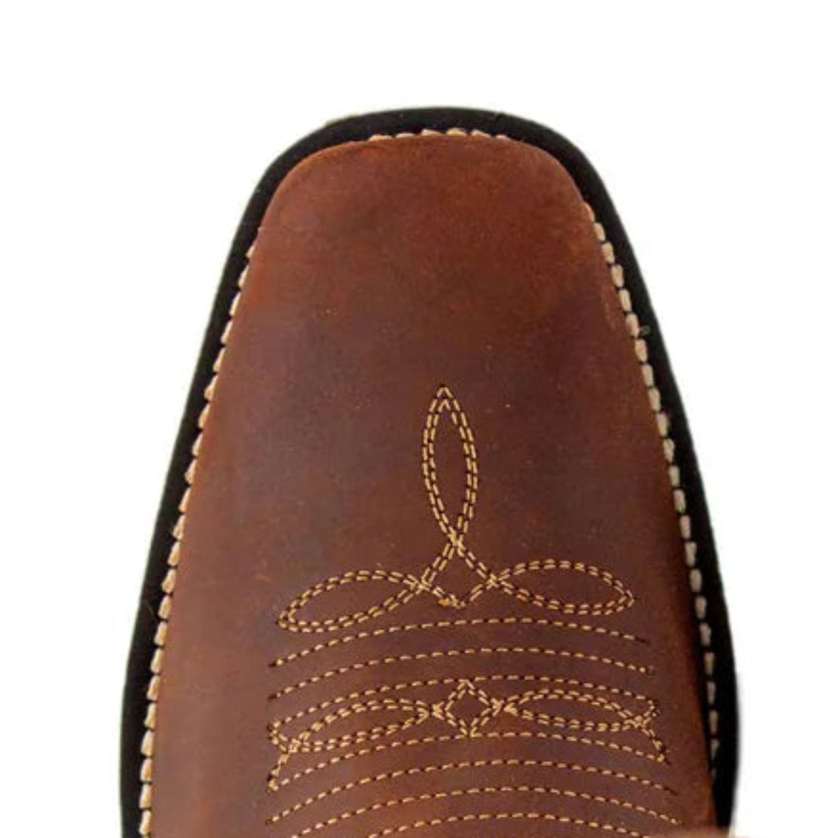 Botas de trabajo Establo de piel auténtica con puntera cuadrada y sin cordones - Punta blanda (marrón)