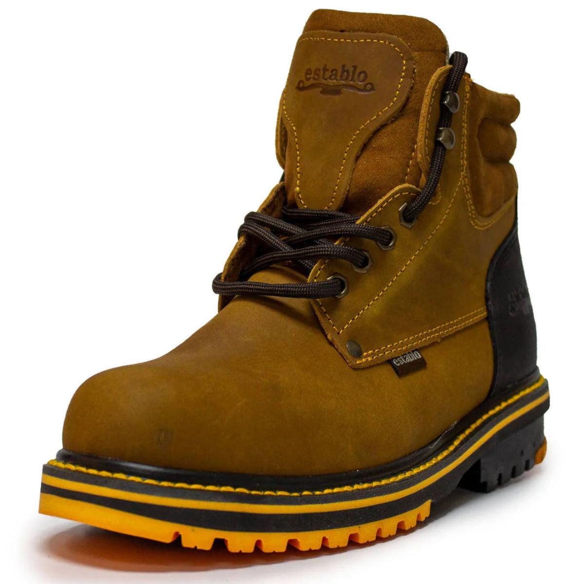 Zapatos de trabajo Establo de cuero genuino con suela de goma y puntera tipo mocasín - Punta blanda