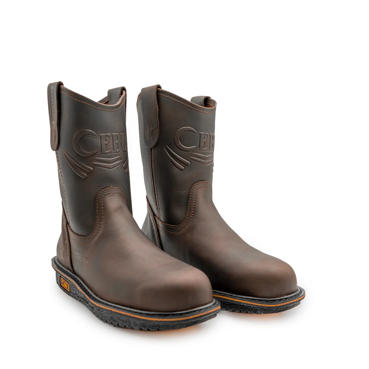 Botas de trabajo ligeras Cebu Comfort Wellington de 25 cm sin cordones con puntera de acero