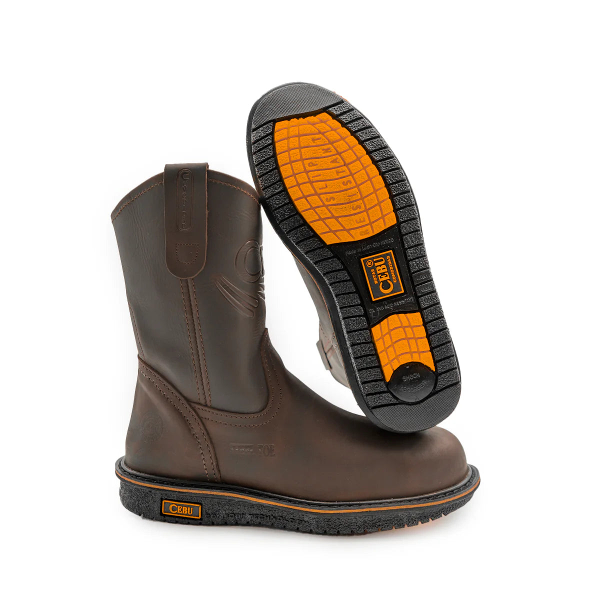 Botas de trabajo ligeras Cebu Comfort Wellington de 25 cm sin cordones con puntera de acero