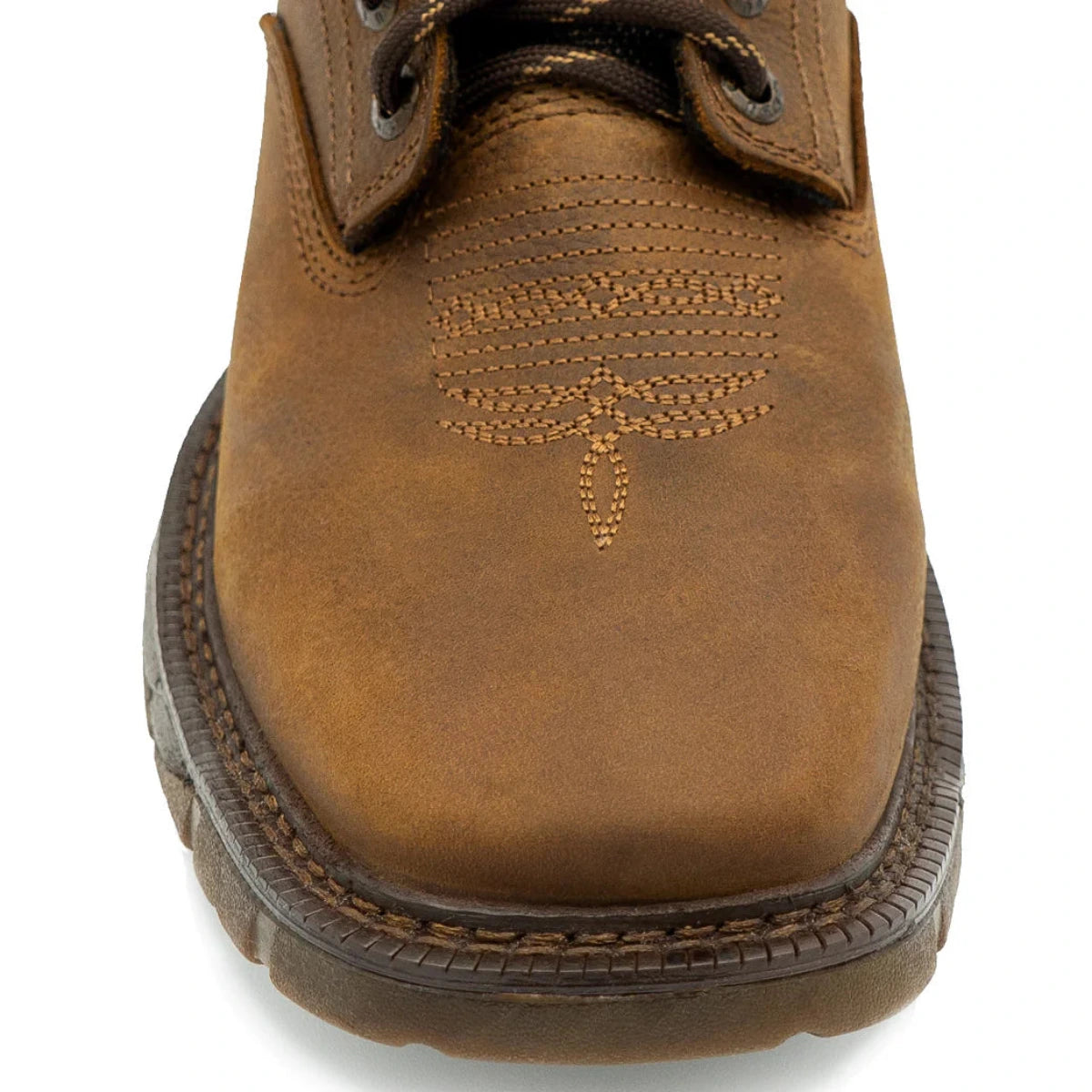 Cebu Hawk Lace-Up Square Toe Ankle Work Boots - Steel Toe (Tan)