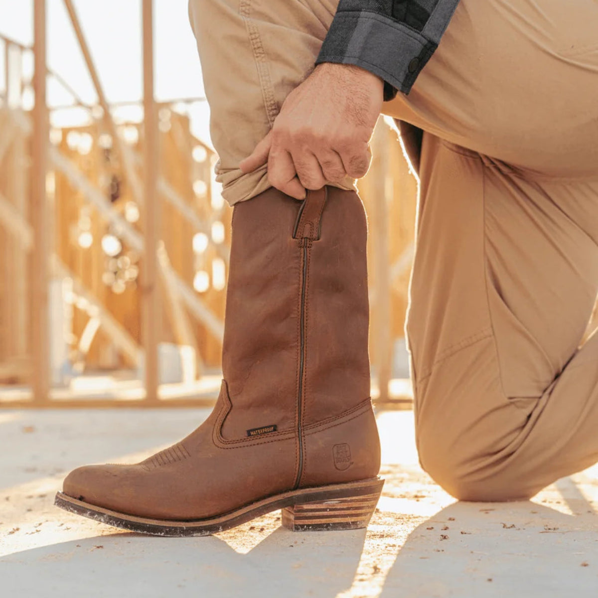 Botas de trabajo de cuero con punta de acero impermeables Dan Post Albuquerque - Marrón medio