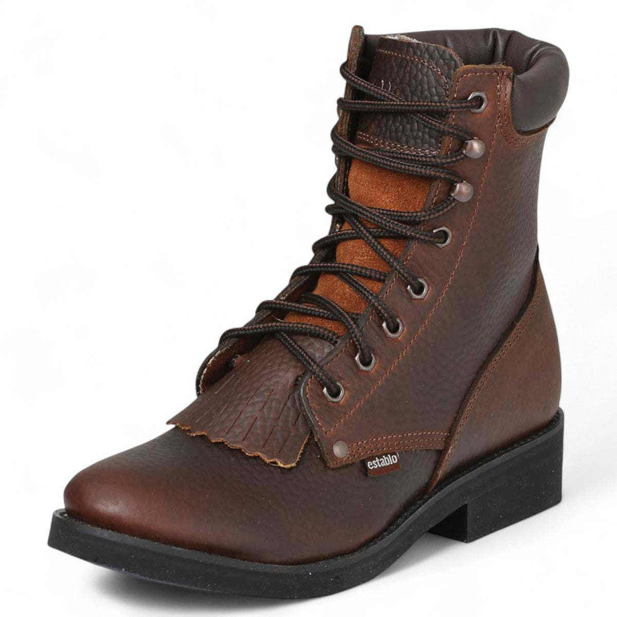 Zapatos de trabajo Establo de cuero genuino con puntera de mocasín y cordones - Punta suave