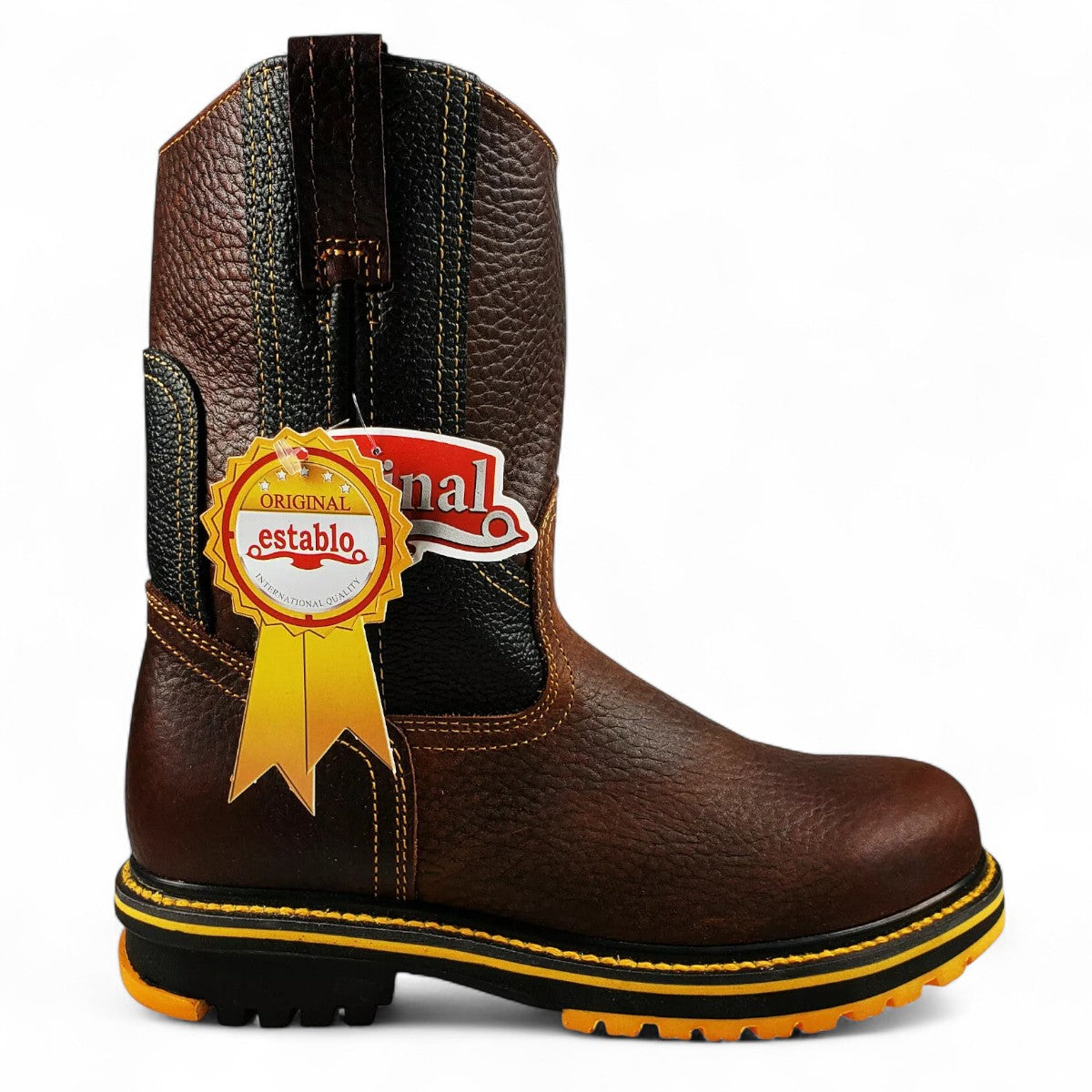 Botas de trabajo Establo de cuero genuino con suela de goma y puntera suave