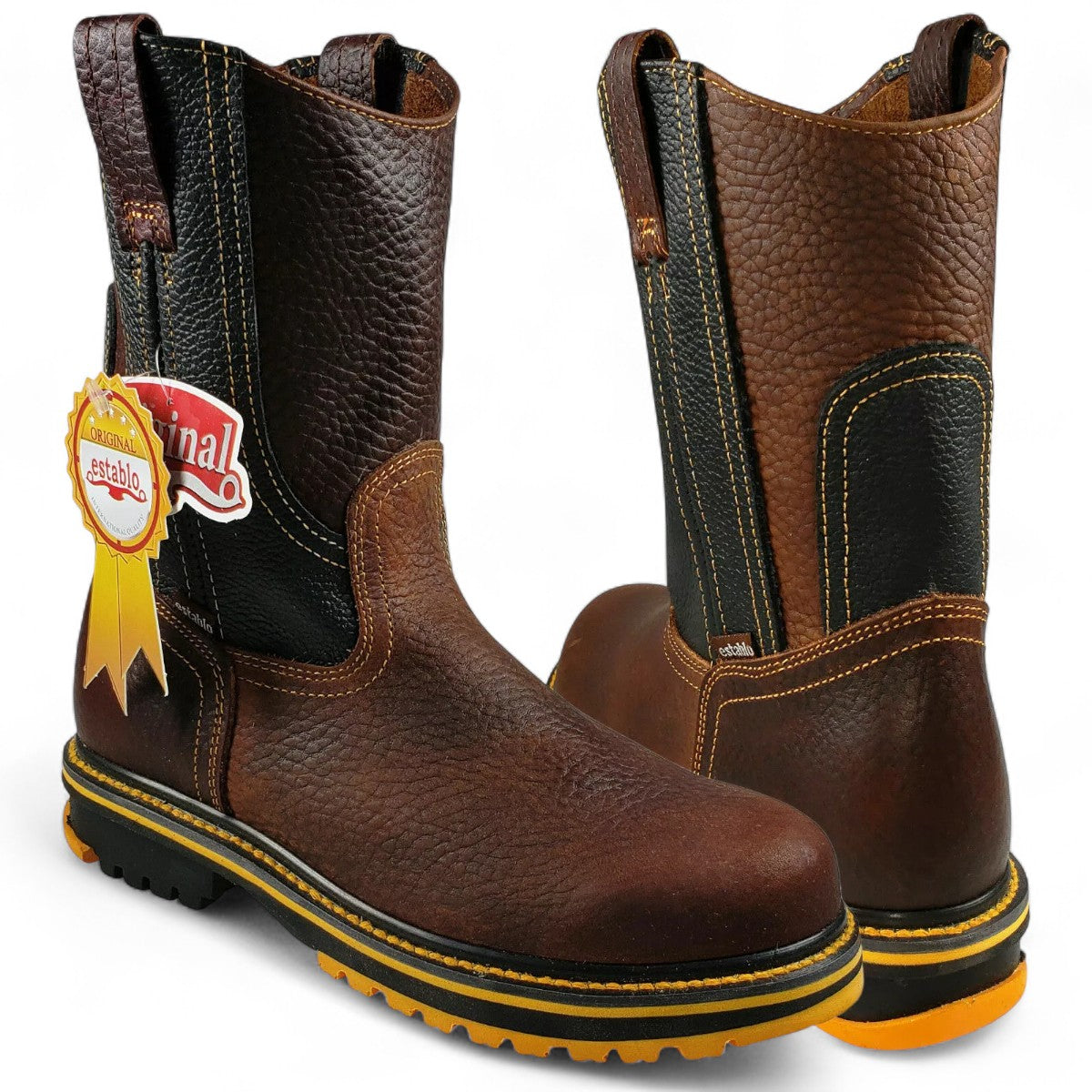 Botas de trabajo Establo de cuero genuino con suela de goma y puntera suave