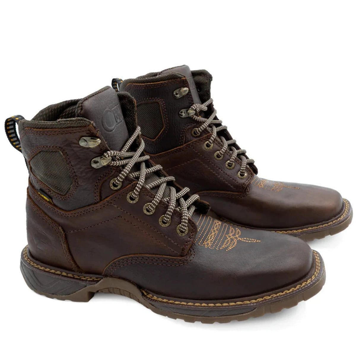 Cebu Hawk Lace-Up Square Toe Ankle Work Boots - Soft Toe (Brown)