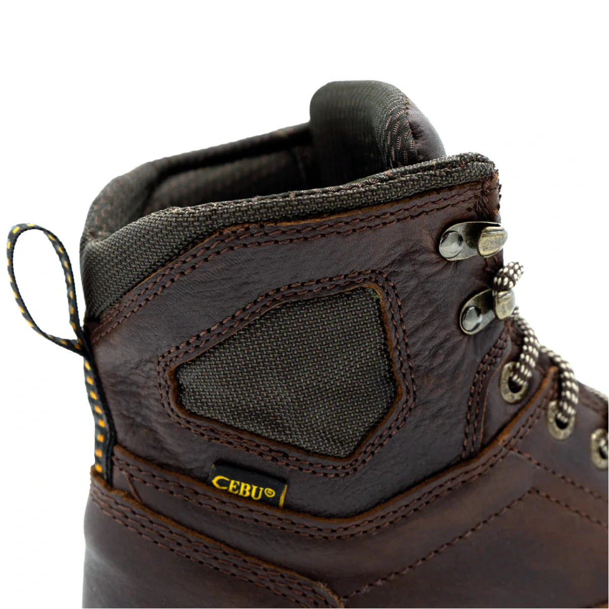 Cebu Hawk Lace-Up Square Toe Ankle Work Boots - Soft Toe (Brown)