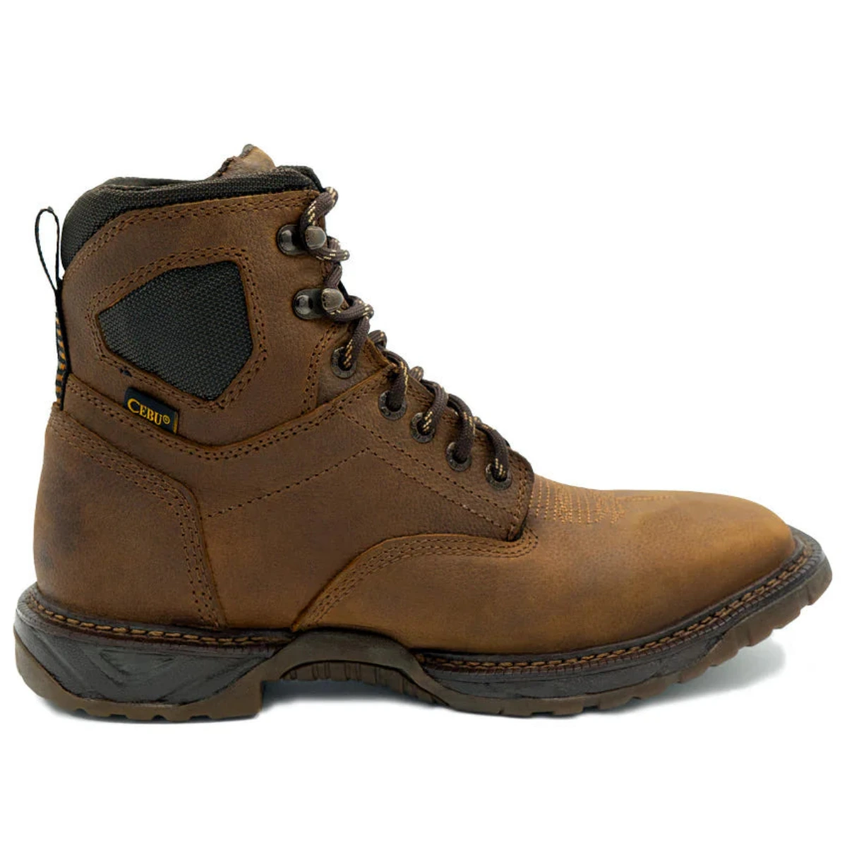 Cebu Hawk Lace-Up Square Toe Ankle Work Boots - Steel Toe (Tan)