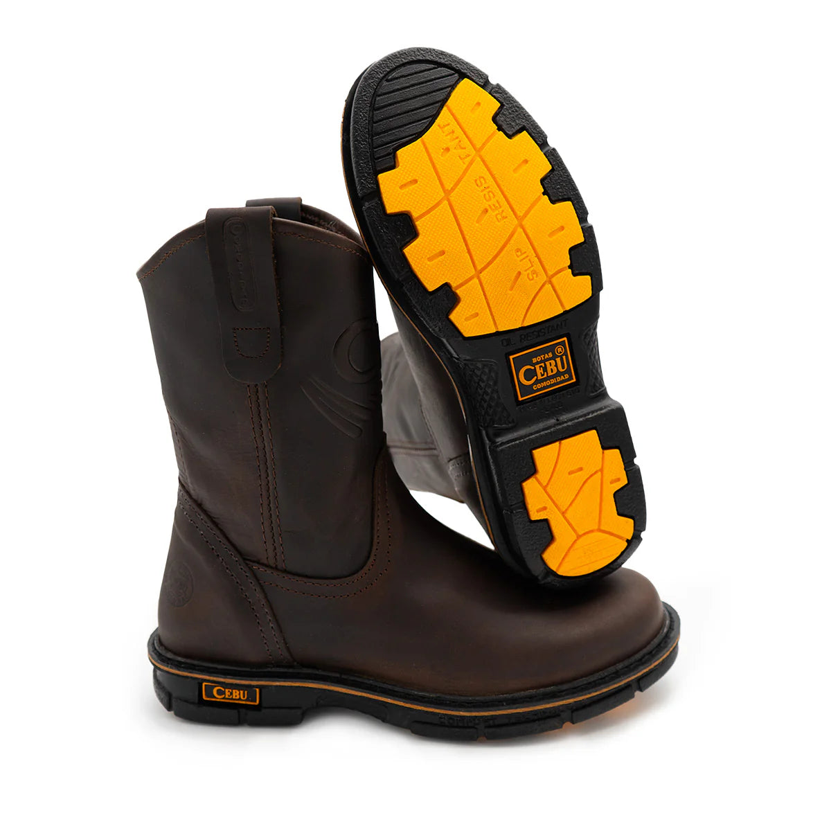 Cebu Max Wellington Pull On 10" Work Boots - Soft Toe
