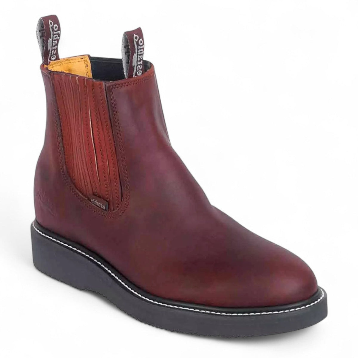 Botas de trabajo Establo Mil Rayas de piel auténtica - Punta blanda (Borgoña)