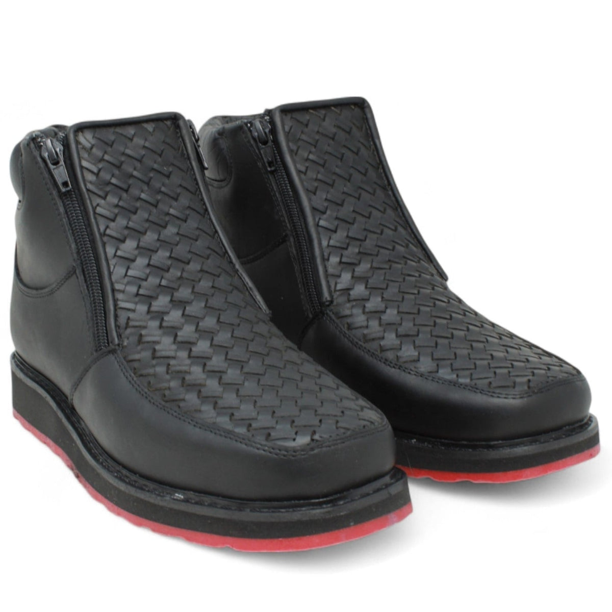 Zapatos de trabajo Petatillo de doble densidad con punta cuadrada y doble cremallera - Negro