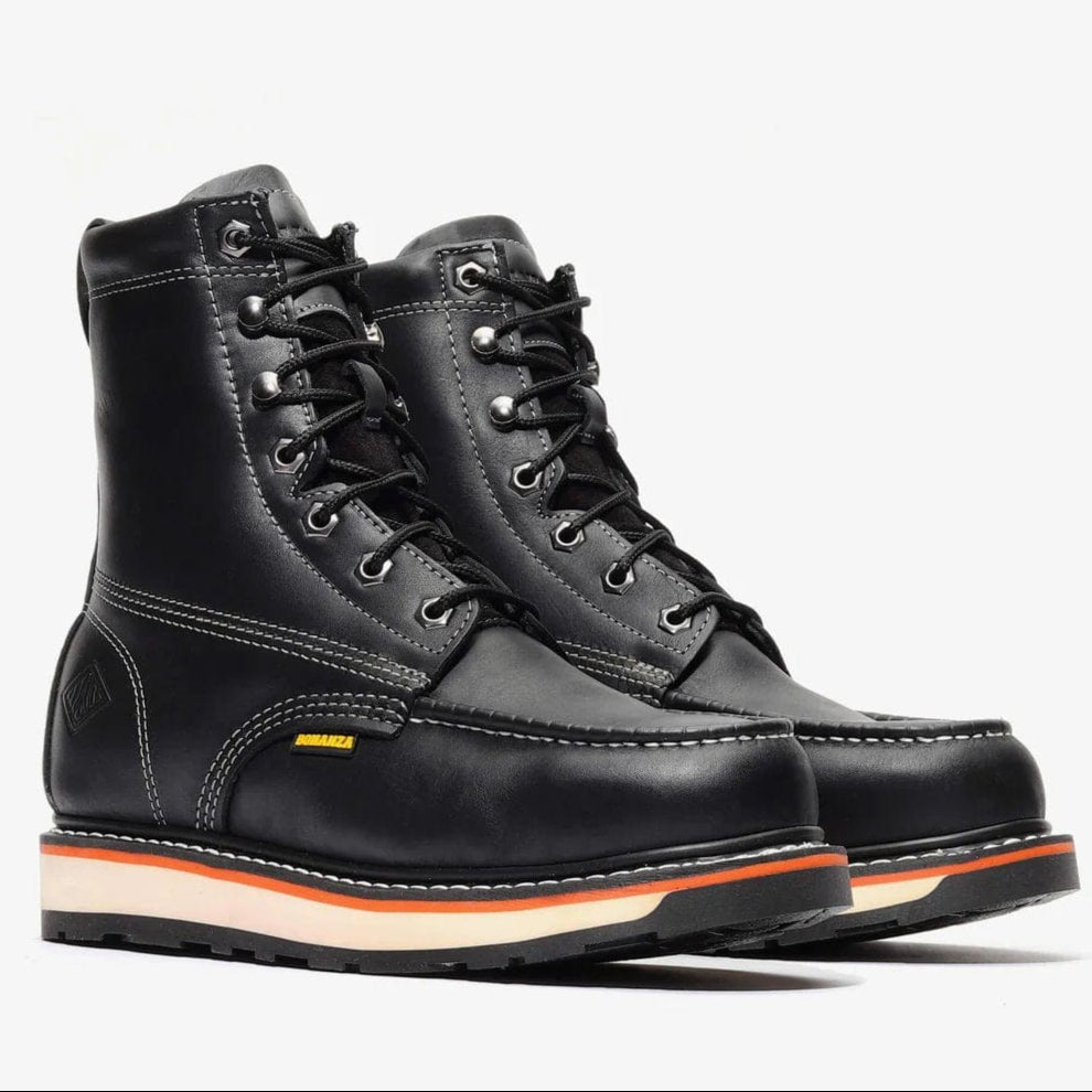 Bonanza Boots Boots Bonanza Frontier Dual 8" Moc Toe Work Boots (Steel Toe) - Black