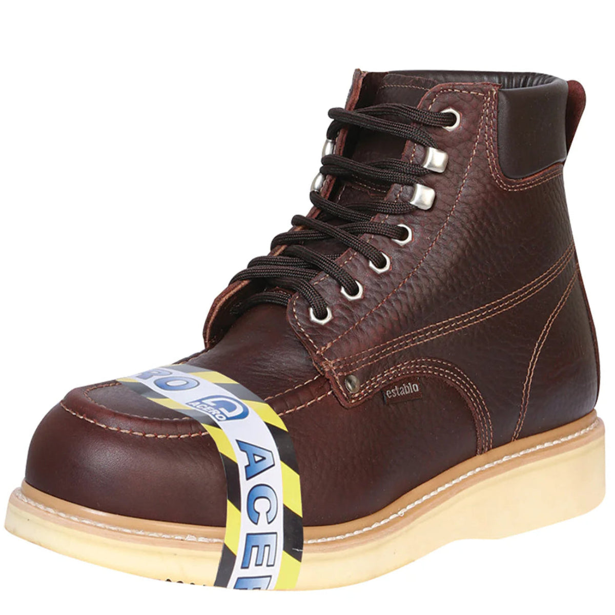 Establo Zapatos de trabajo con punta de mocasín Mil Rayas de cuero genuino - Punta de acero