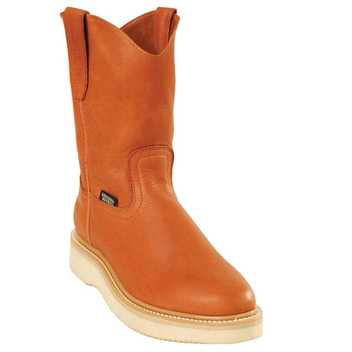 Botas de trabajo originales Michel Mil Rayas de piel auténtica - Punta blanda (coñac)