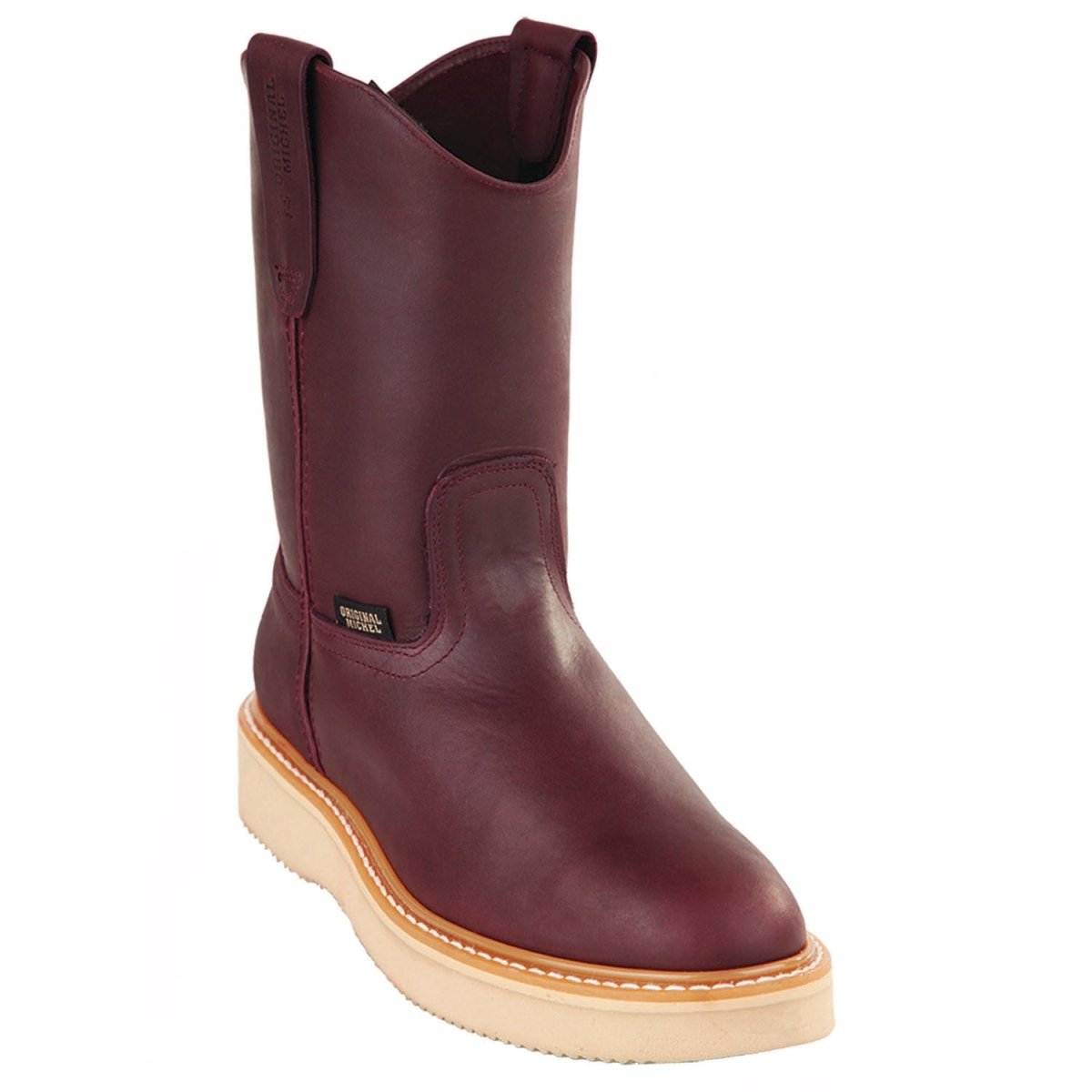 Botas de trabajo originales Michel Mil Rayas de piel auténtica - Punta blanda (Borgoña)