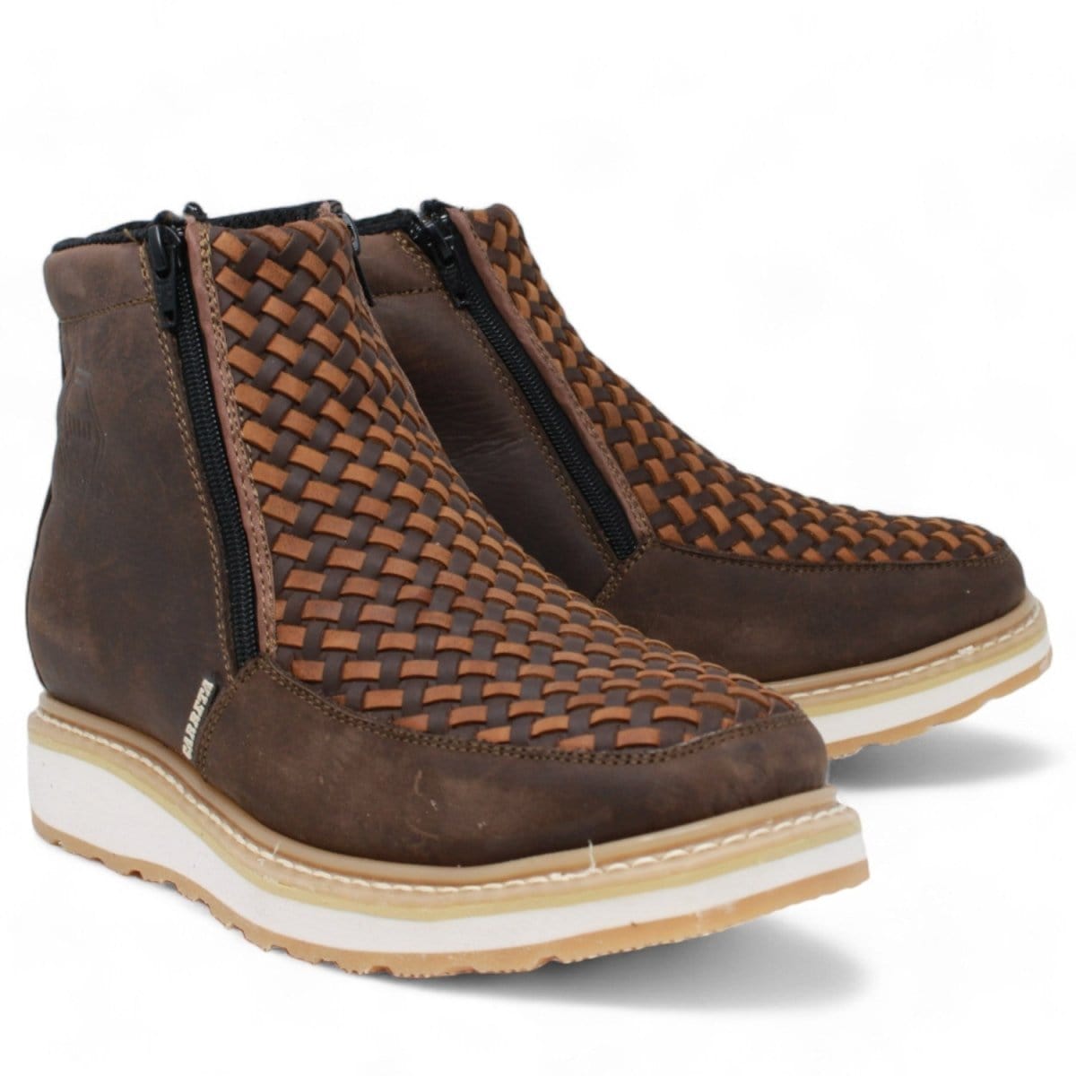 La Carreta Boots Petatillo Square Toe Double Density Work Boots Brown with Double Zipper LC