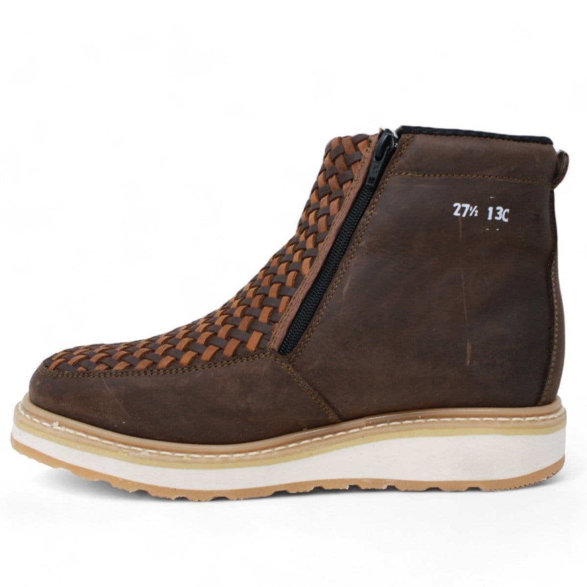 La Carreta Boots Petatillo Square Toe Double Density Work Boots Brown with Double Zipper LC