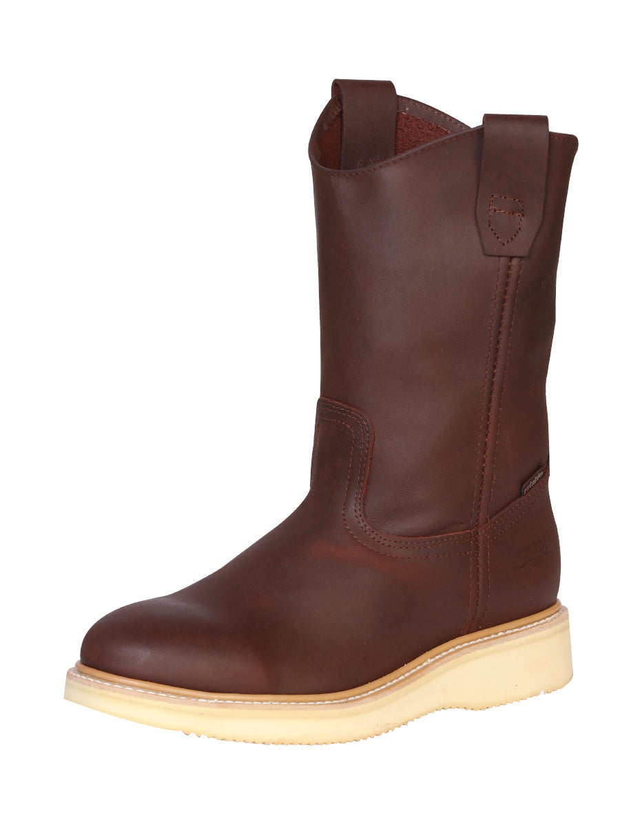 Establo Genuine Leather Mil Rayas Pull-On Work Boots - Soft Toe