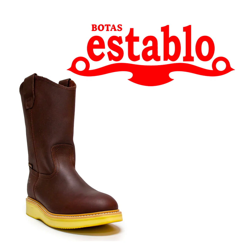 Establo Genuine Leather Mil Rayas Pull-On Work Boots - Soft Toe