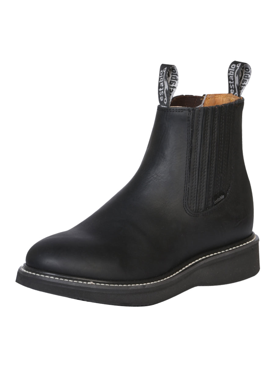 Establo Genuine Leather Mil Rayas Work Boots - Soft Toe (Black)