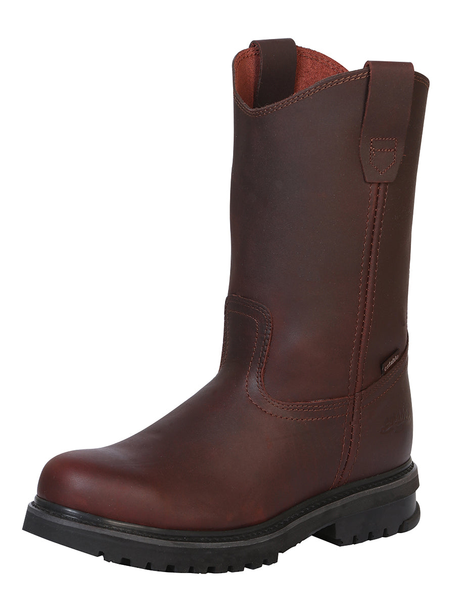 Establo Genuine Leather Track Sole Pull-On Work Boots - Soft Toe Shedron