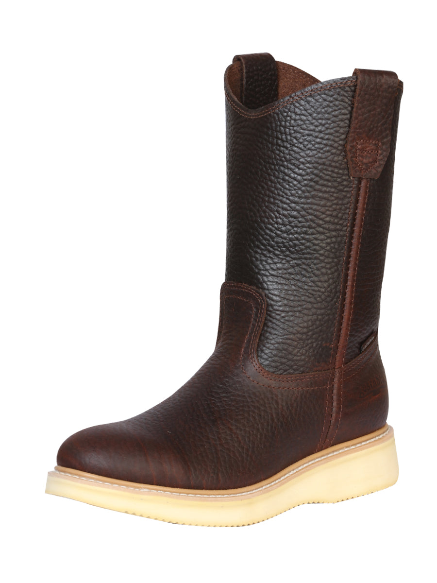 Establo Genuine Leather Mil Rayas Pull-On Work Boots - Soft Toe