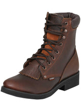 Establo Genuine Leather Moc Toe Lace-Up Work Shoes - Soft Toe