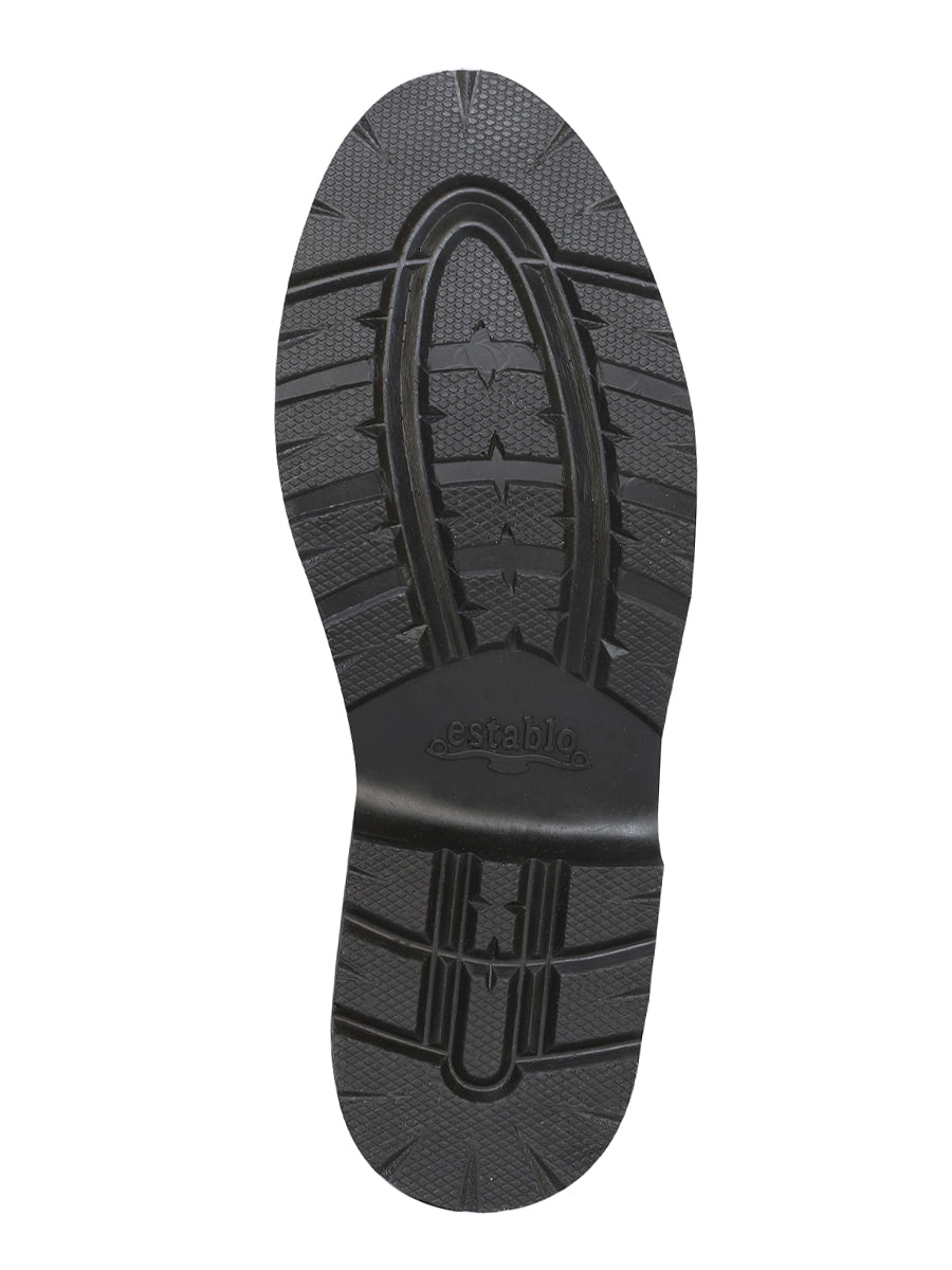 Establo Genuine Leather Moc Toe Lace-Up Work Shoes - Soft Toe