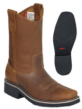 Establo Genuine Leather Pull-On Square Toe Work Boots - Soft Toe (Mango)