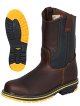 Establo Genuine Leather Track Sole Pull-On Work Boots - Soft Toe