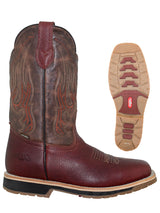 Establo Genuine Leather Pull-On Square Toe Work Boots - Double Density Outsole