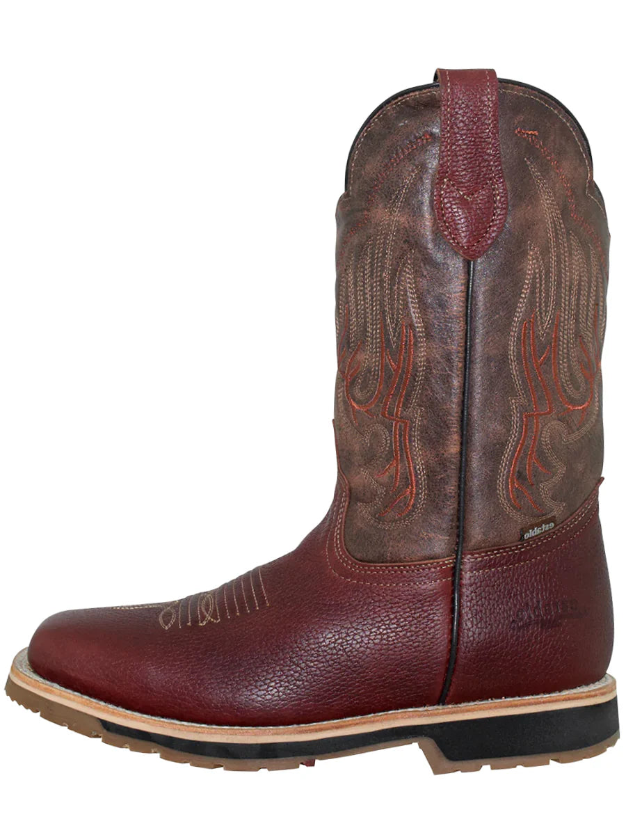 Establo Genuine Leather Pull-On Square Toe Work Boots - Double Density Outsole