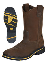 Establo Genuine Leather Pull-On Square Toe Work Boots - Steel Toe (Tan)
